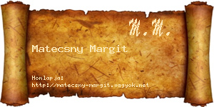 Matecsny Margit névjegykártya